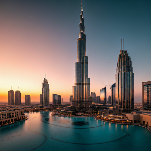 Dubai skyline at sunset